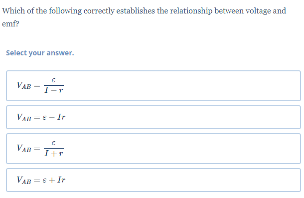 Select your answer. It is a quantity like electric potential that measures