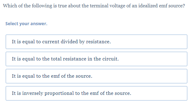 your answer. A battery contains an emf of 20.0 V. What will