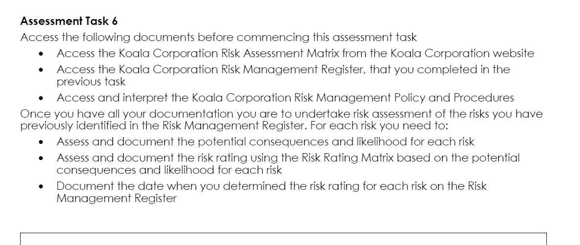  Assessment Task 6 Access the following documents before commencing this assessment