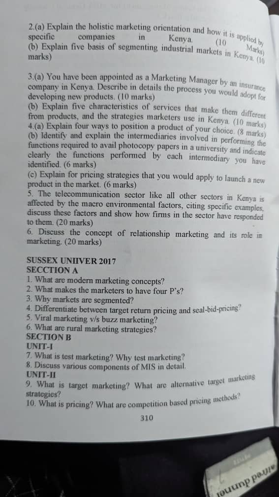  specific companies in Kenya. (10 Marks)(b) Explain five basis of segmenting