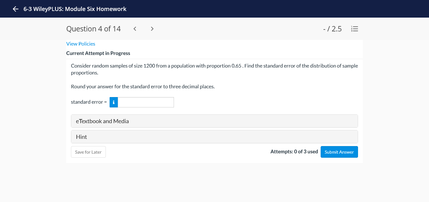 - /2.5 View Policies Current Attempt in Progress Consider random samples