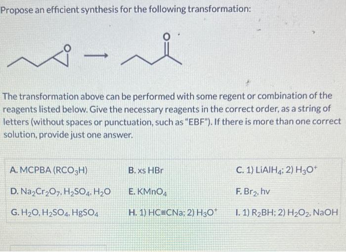 reagents in the correct order, as a string of letters (without spaces