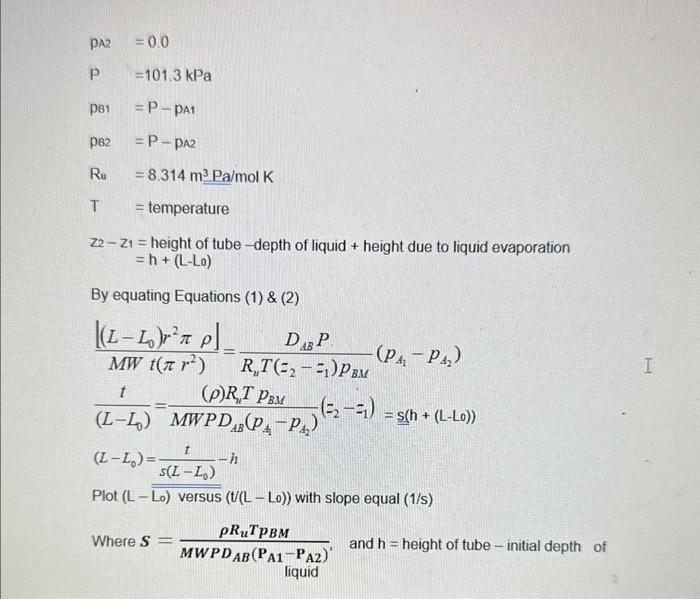 in the absence of convective effects * Use of gas laws to