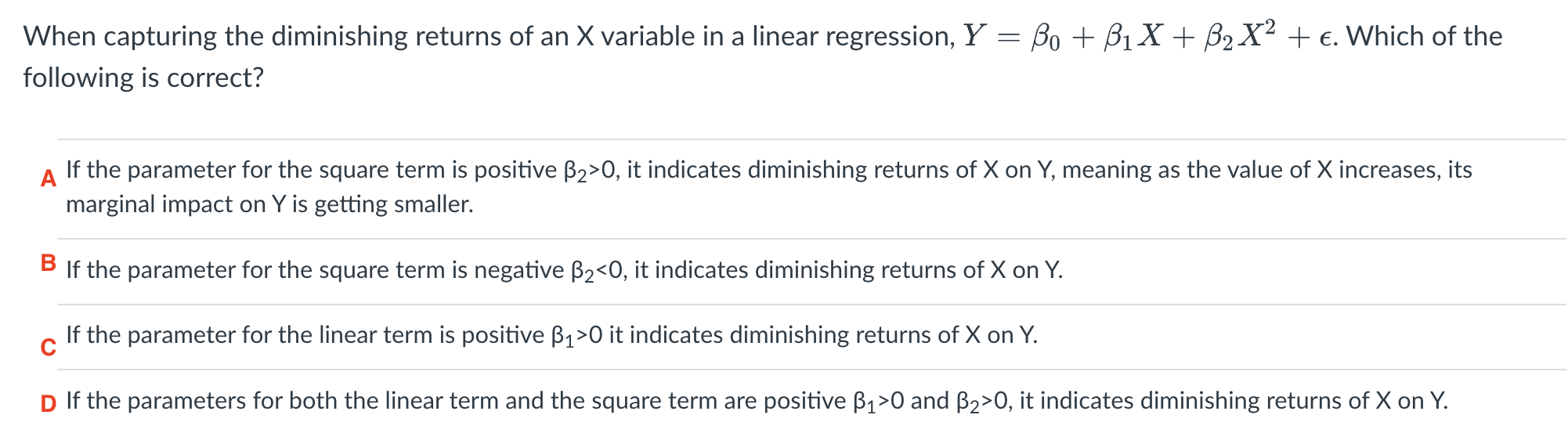 When capturing the diminishing returns of an X variable in a