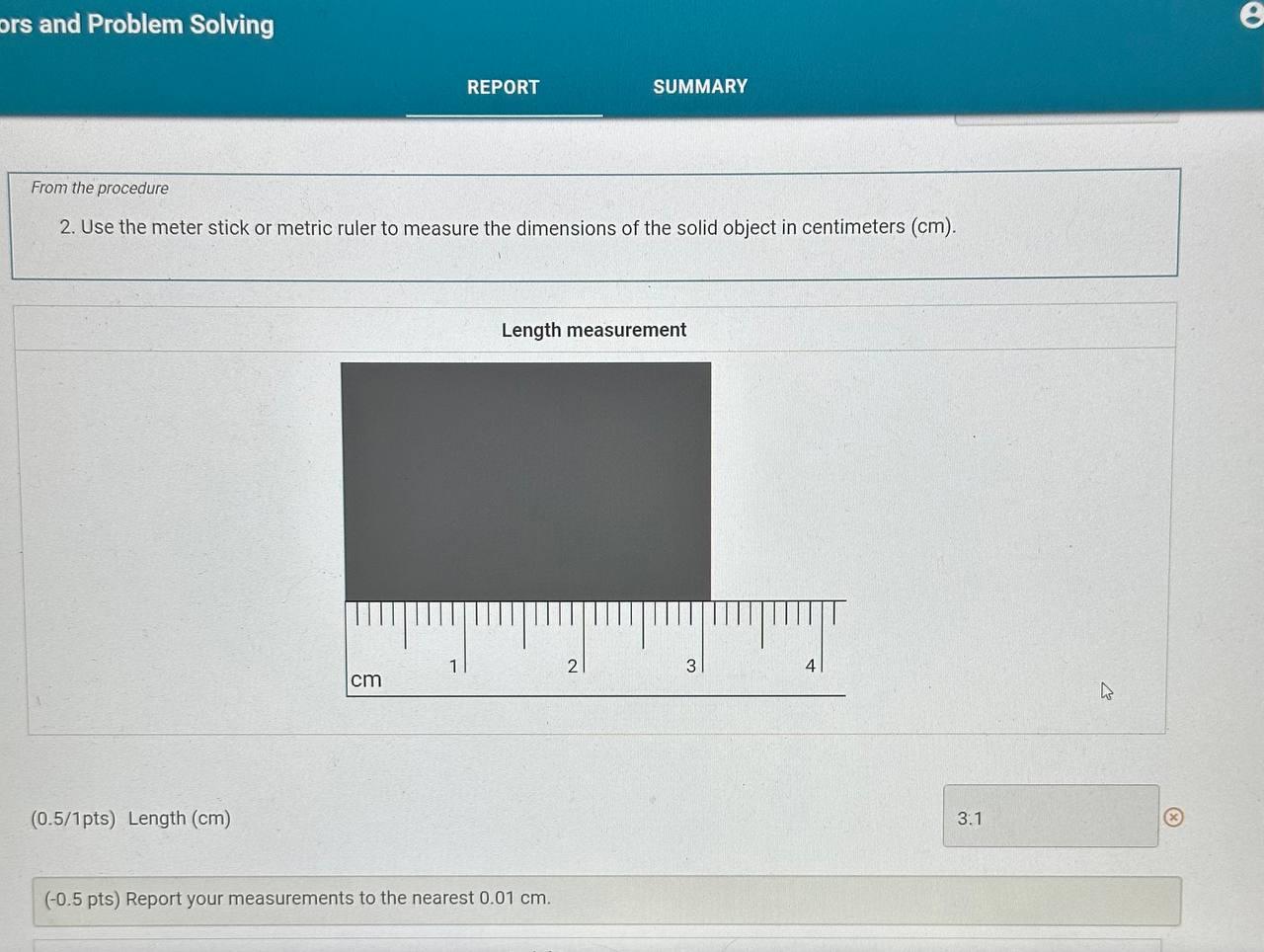 initial value. tors and Problem Solving REPORT Report your measurements to the