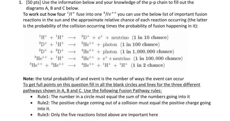  1. [50 pts] Use the information below and your knowledge of