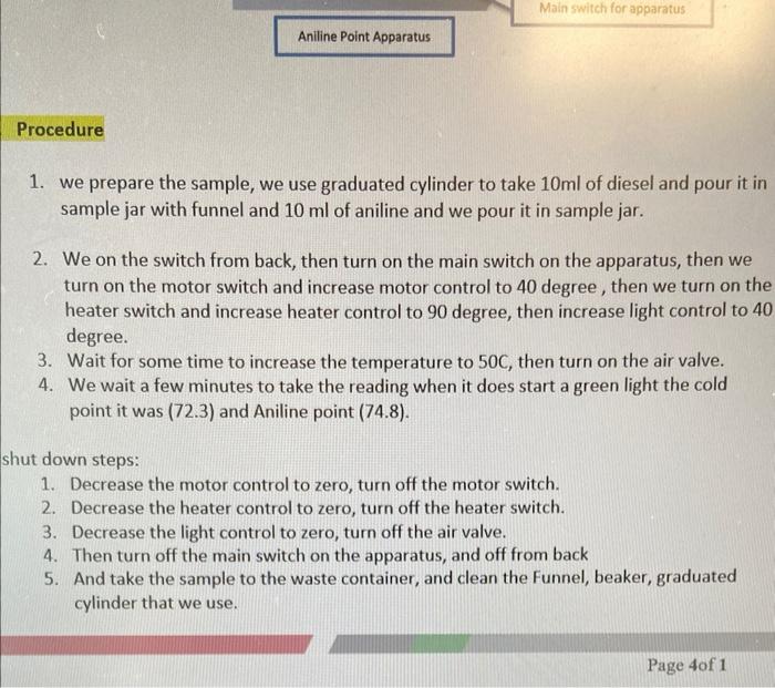 Methods for Aniline Point a Oil and Gas Processing Technologies 18/1/2023 B.