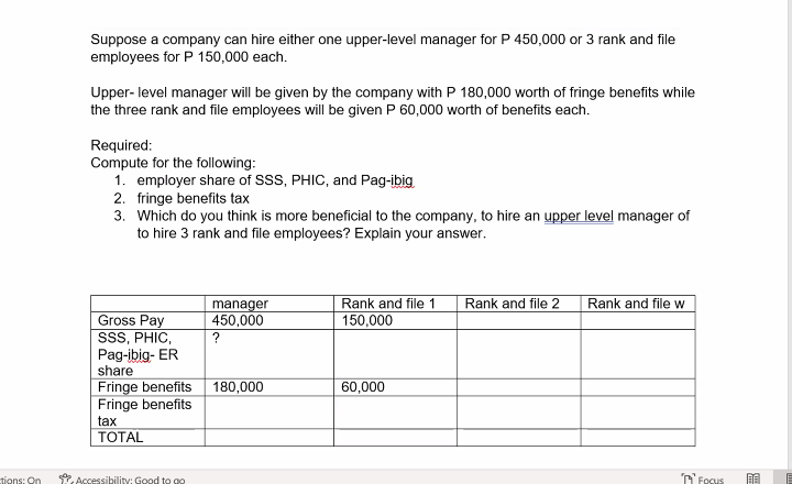 Suppose a company can hire either one upper-level manager for P