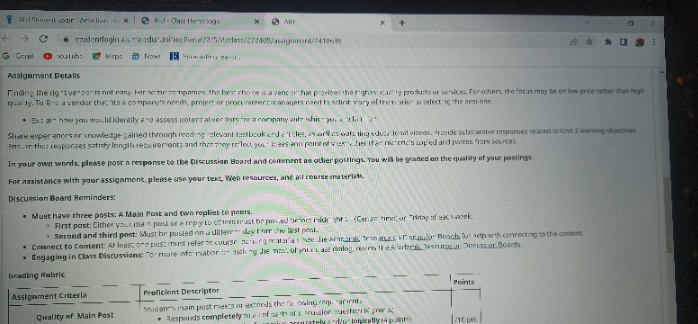 The class is Contracts and Procurement (MGMT475-2202B-01) The class is a factor