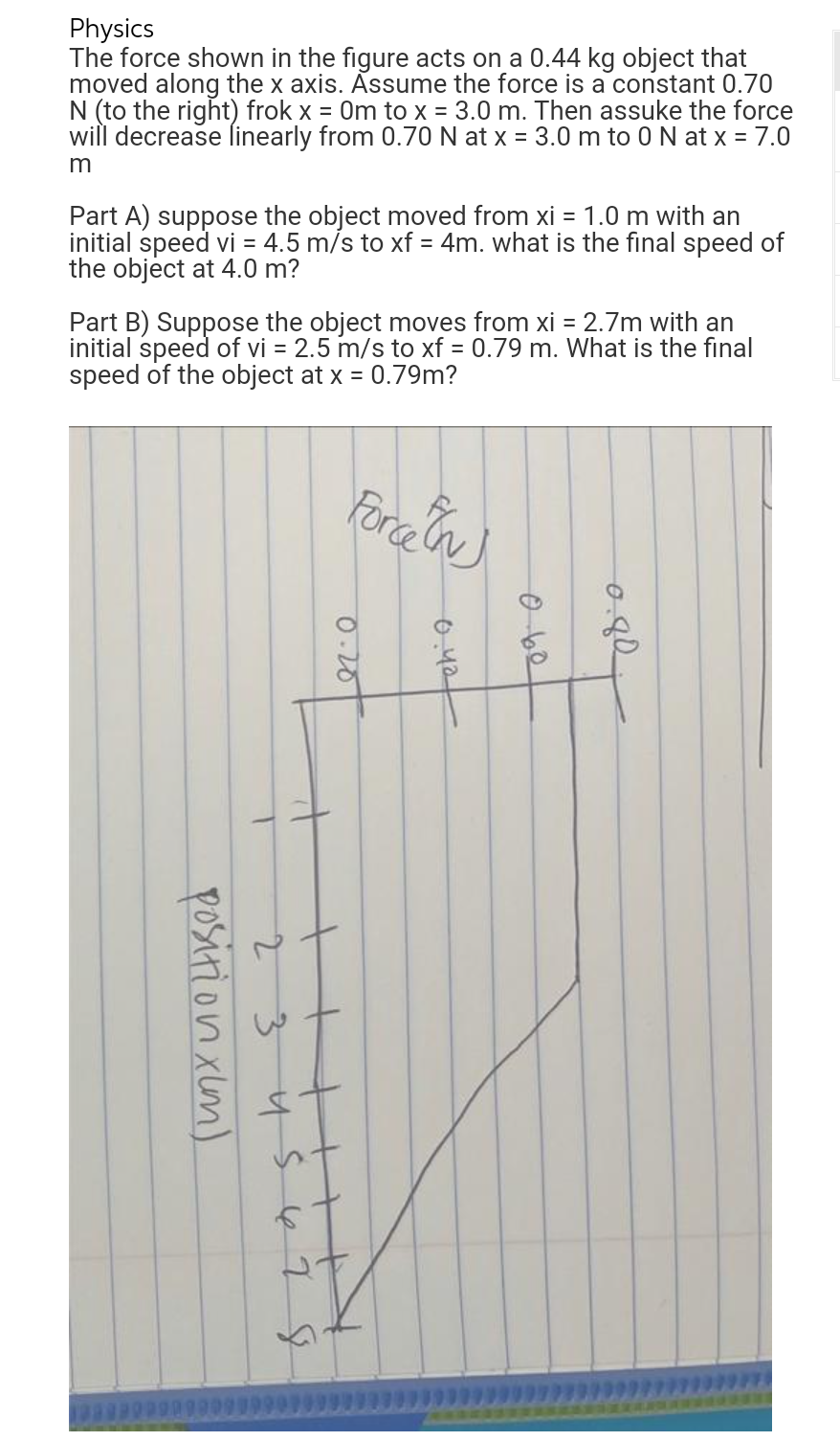 Hand written solution required Physics The force shown in the figure acts