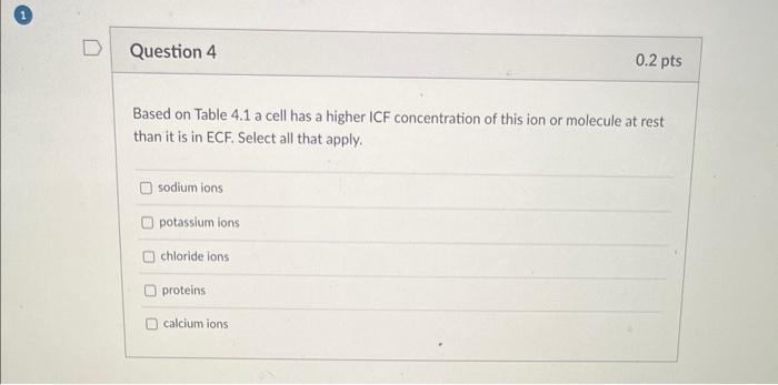 Help me out? Based on Table 4.1 a cell has a higher