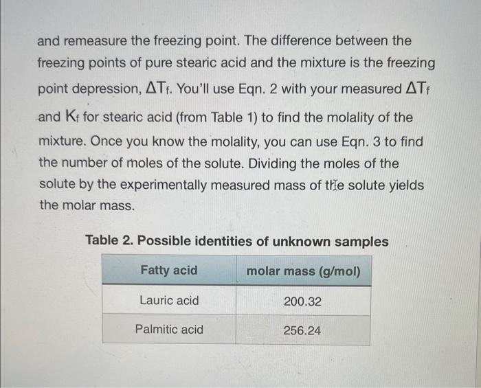 Separately calculate the molar mass of your unknown acid for mixtures 1