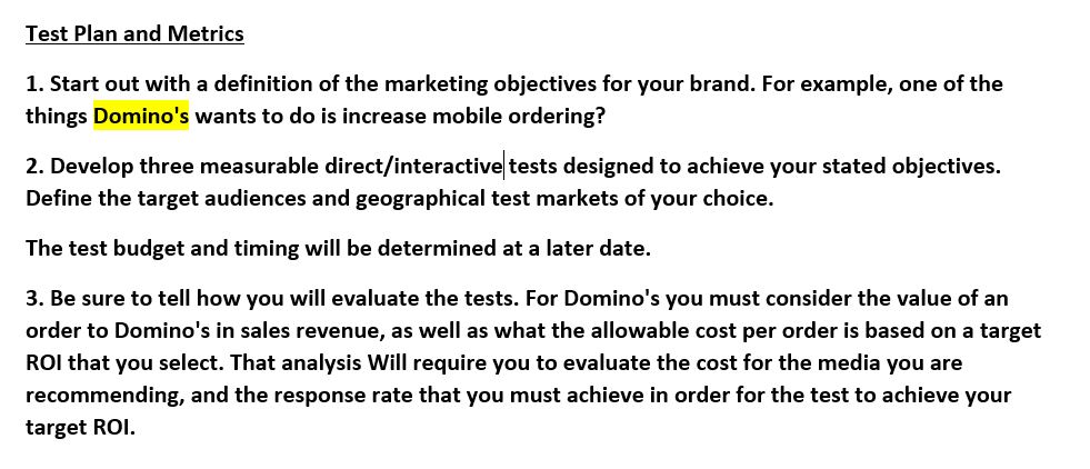 I just need help with Part 2 and 3 Test Plan and