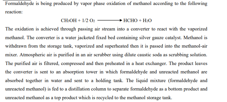  I want a process flow diagram that describes this process. Formaldehyde
