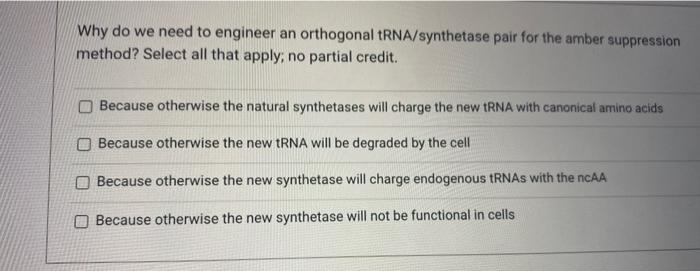  Why do we need to engineer an orthogonal tRNA/synthetase pair for