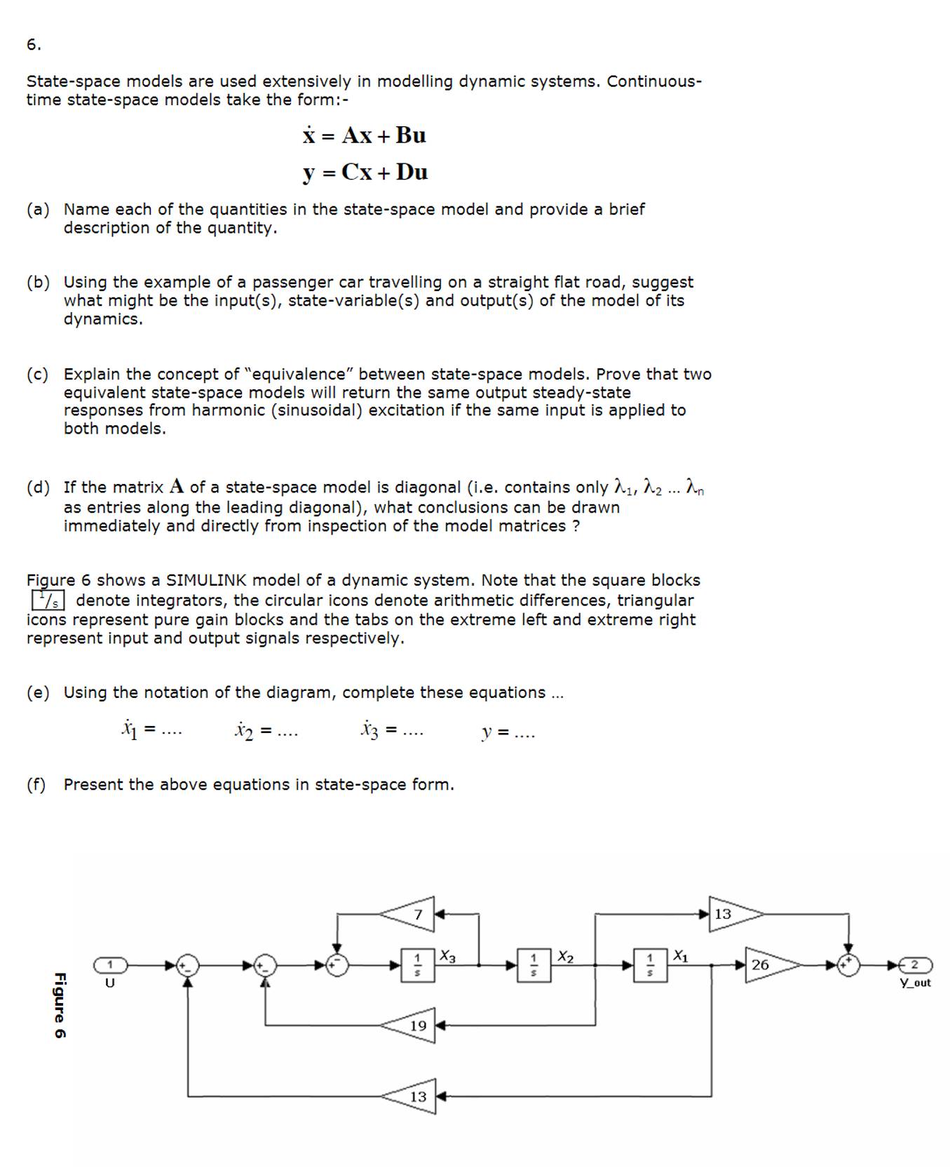  Solve this question from a Systems Analysis worksheet State-space models are