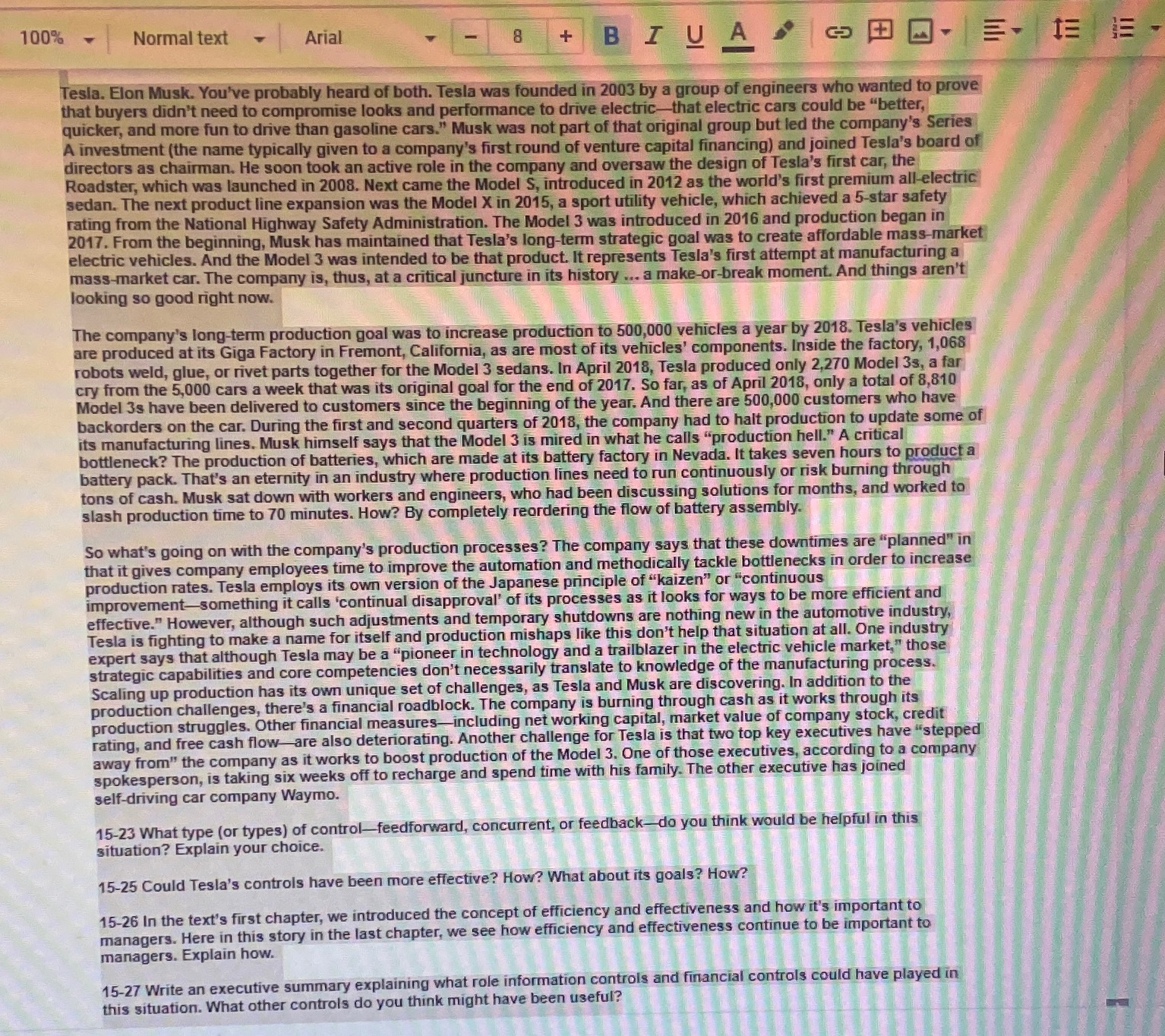 Answer discussion questions 100% Normal text Arial 8 + BIU AS GOOSE