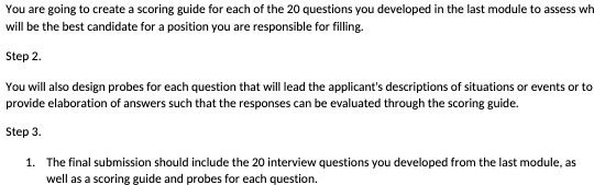 You are going to create a scoring guide for each of