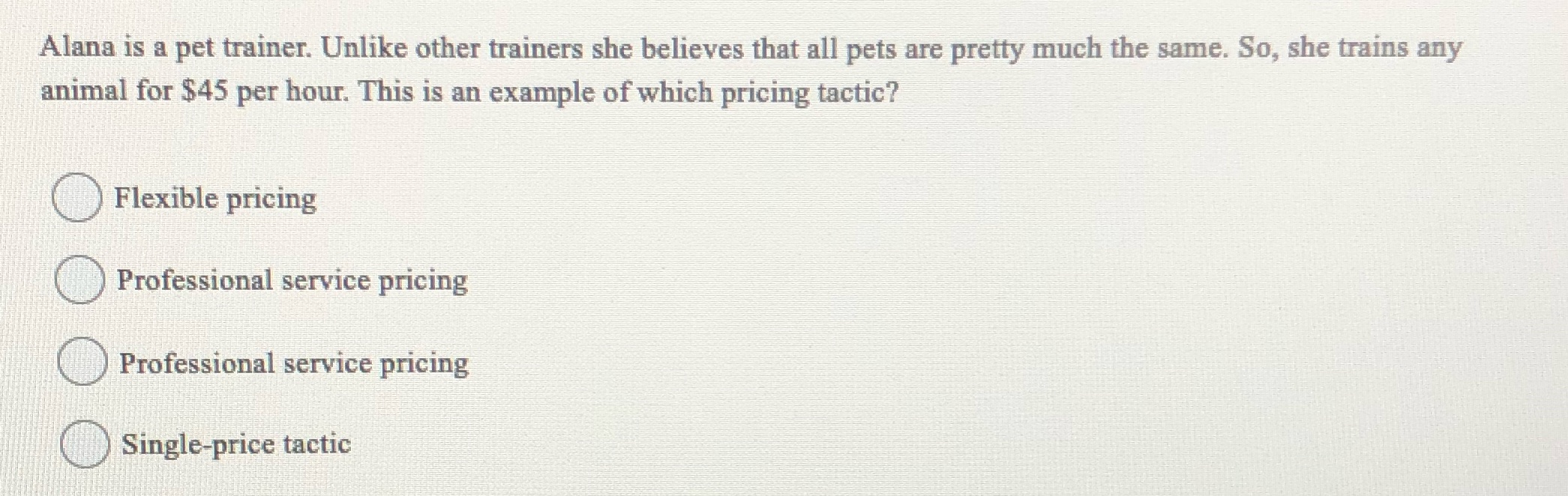 Will give a thumbs up for correct answer Alana is a pet