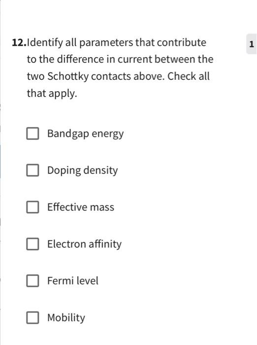 12. Identify all parameters that contribute to the difference in current