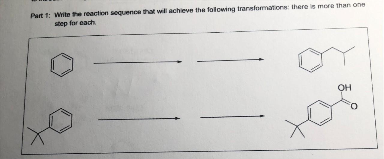 Write the reaction sequence that will achieve the following transformations. There is