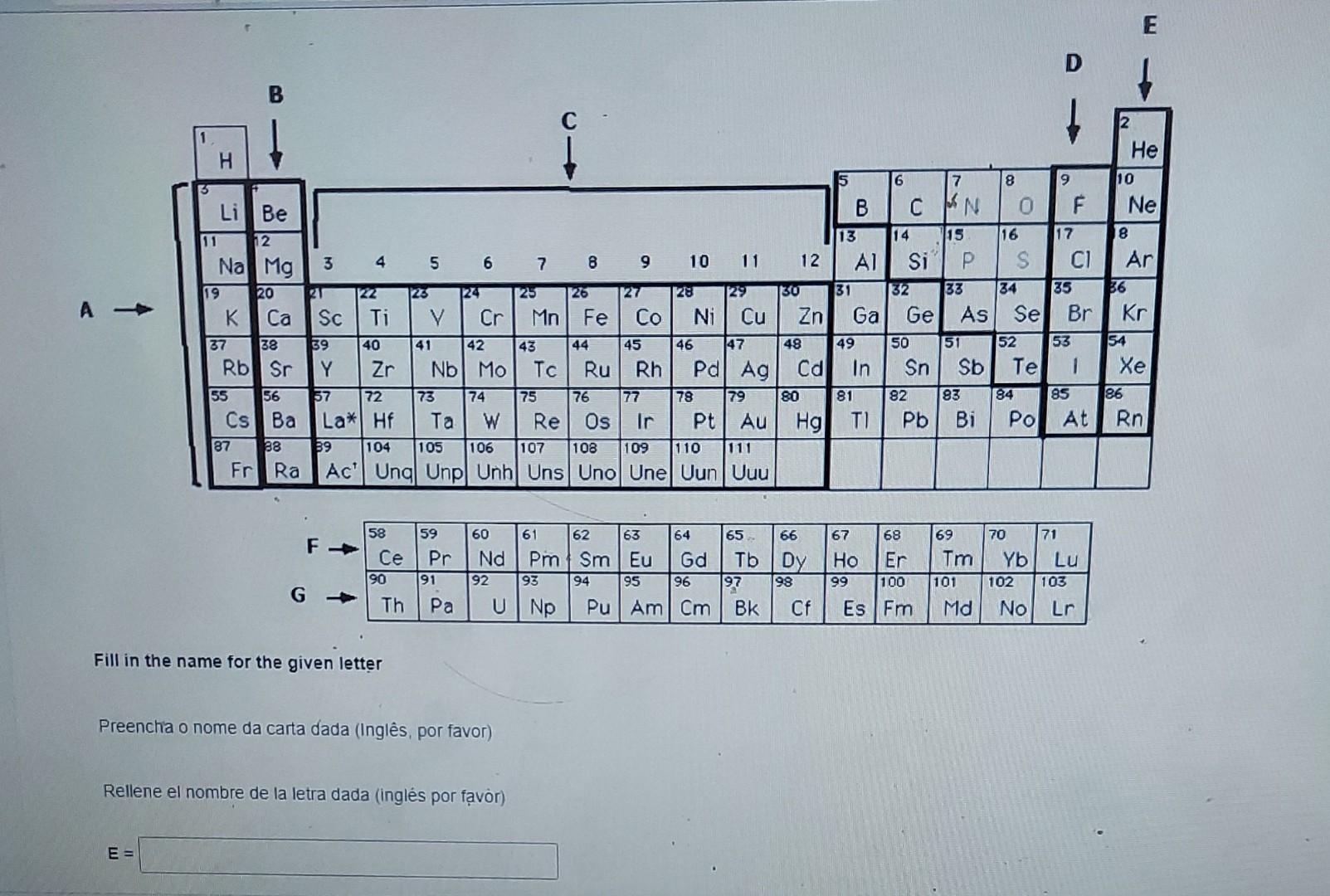12 Al Si P S C1 19 20 21 1222 123 124
