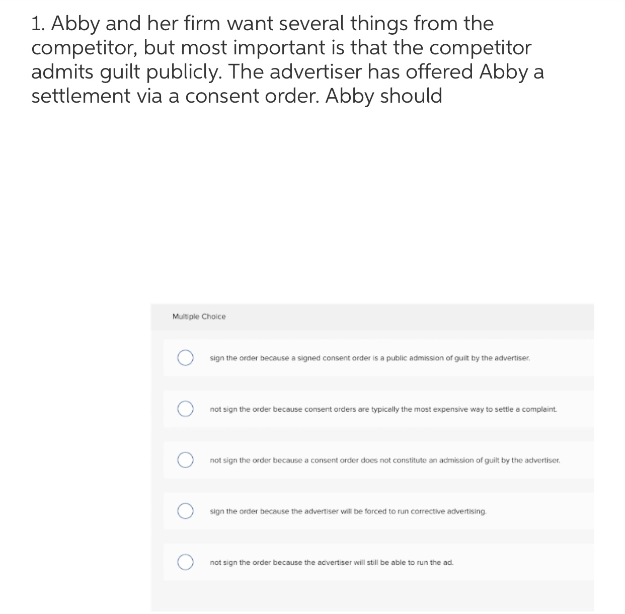 phone provider. As a market analyst, one of Abby's jobs is to