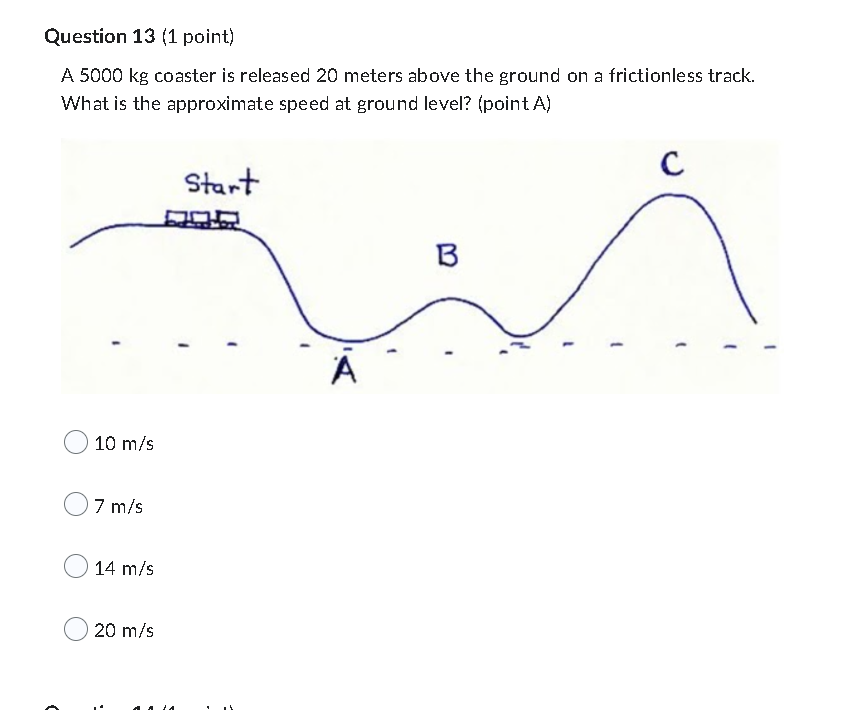 the first hump? (No friction on the track) meters OYes, because all