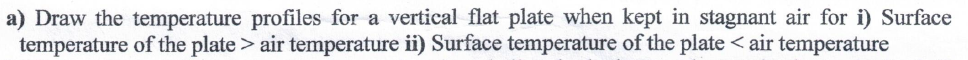  a) Draw the temperature profiles for a vertical flat plate when