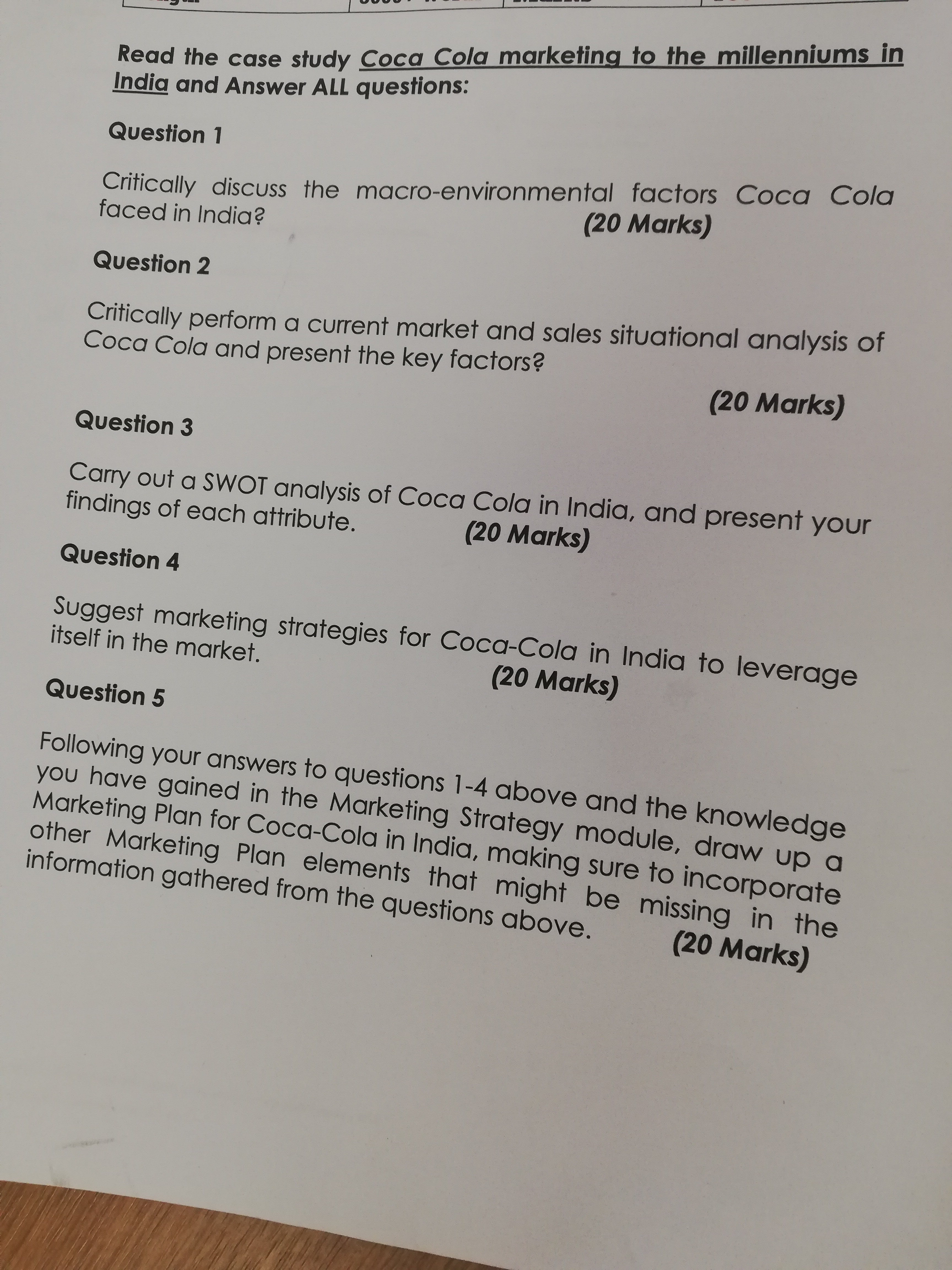 Case : only answer the question you can. Read the case study