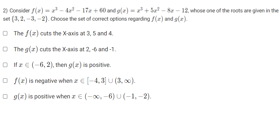 . 2) Consider f (ae) = 23 - 4x2 - 17xe +