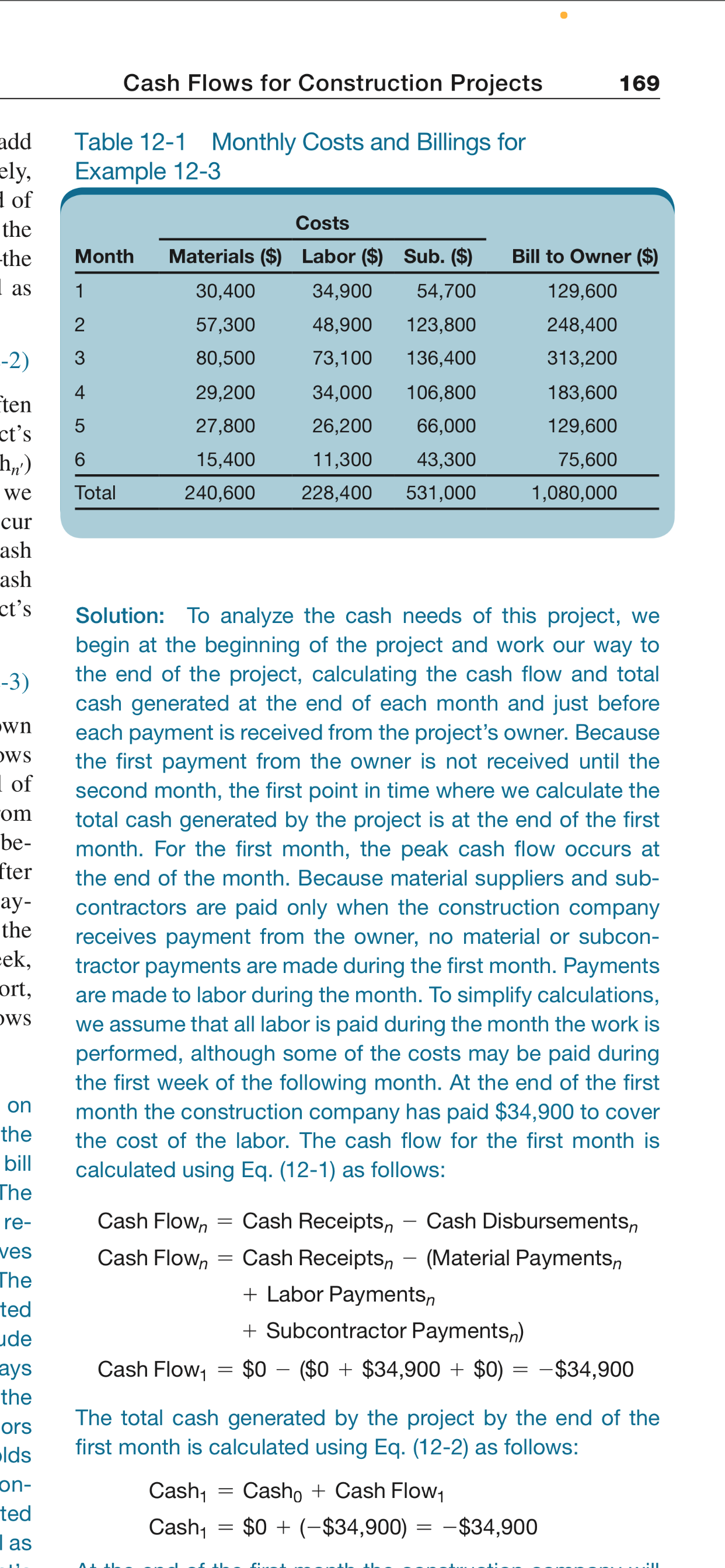 Chapter 12 has a Sidebar 12-1 (pg. 169) Cash flow example.Anticipating you