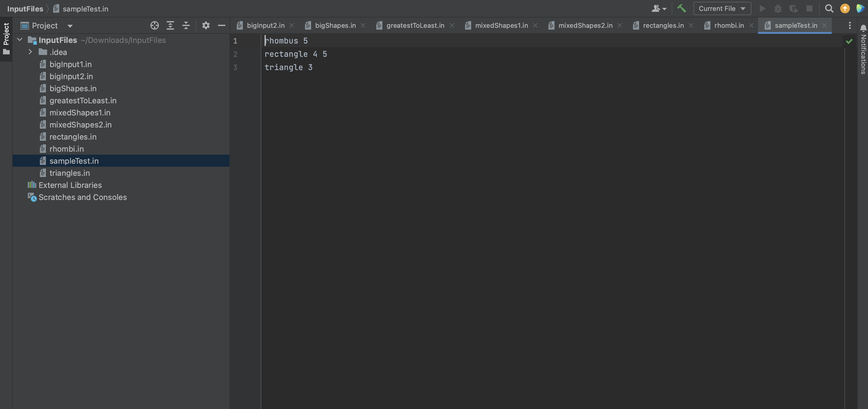slides). The method will return a String containing the shape in a