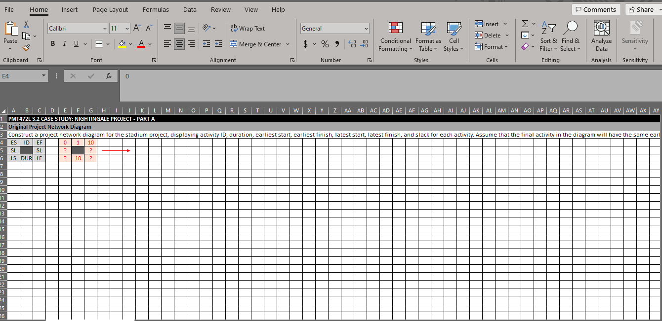 finish, and slack for each activity. Assume that the final activity in
