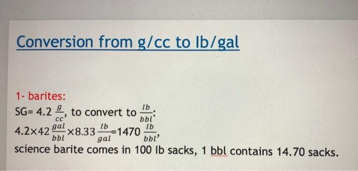 sacks of barite are required to increase the density of 800-barrel mud