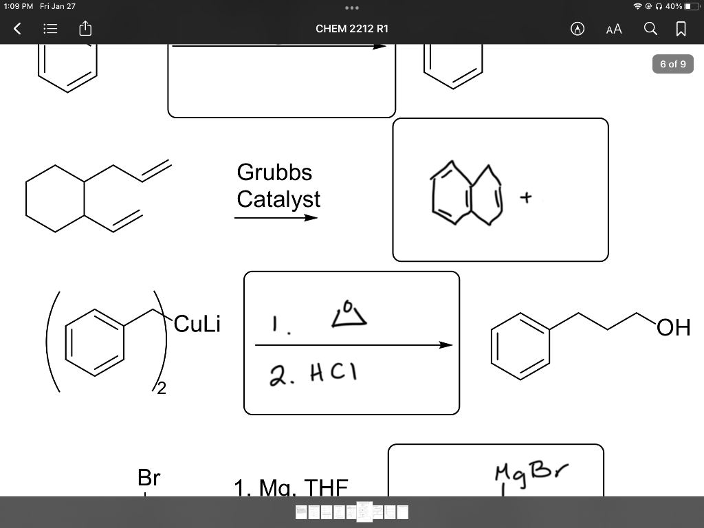 complete the following reaction schemes by adding the appropriate reactants, reagents, conditions,