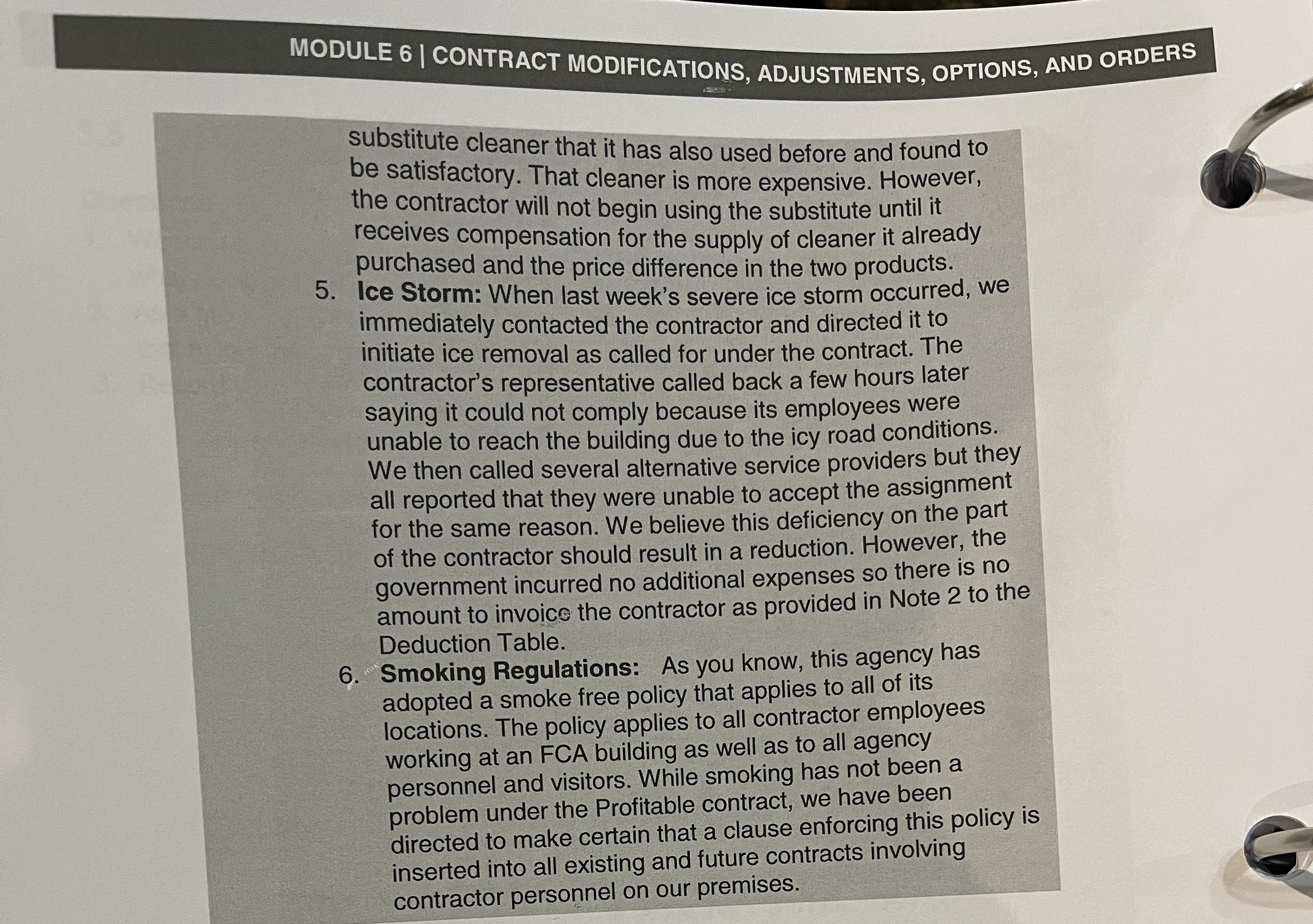 Scenario: Memorandum TO: Terry O'Day, Contract Specialist FROM: Carl Customs, COR RE: