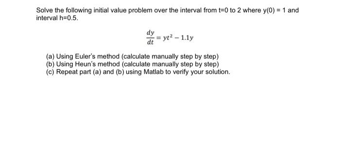  Solve the following initial value problem over the interval from t=0