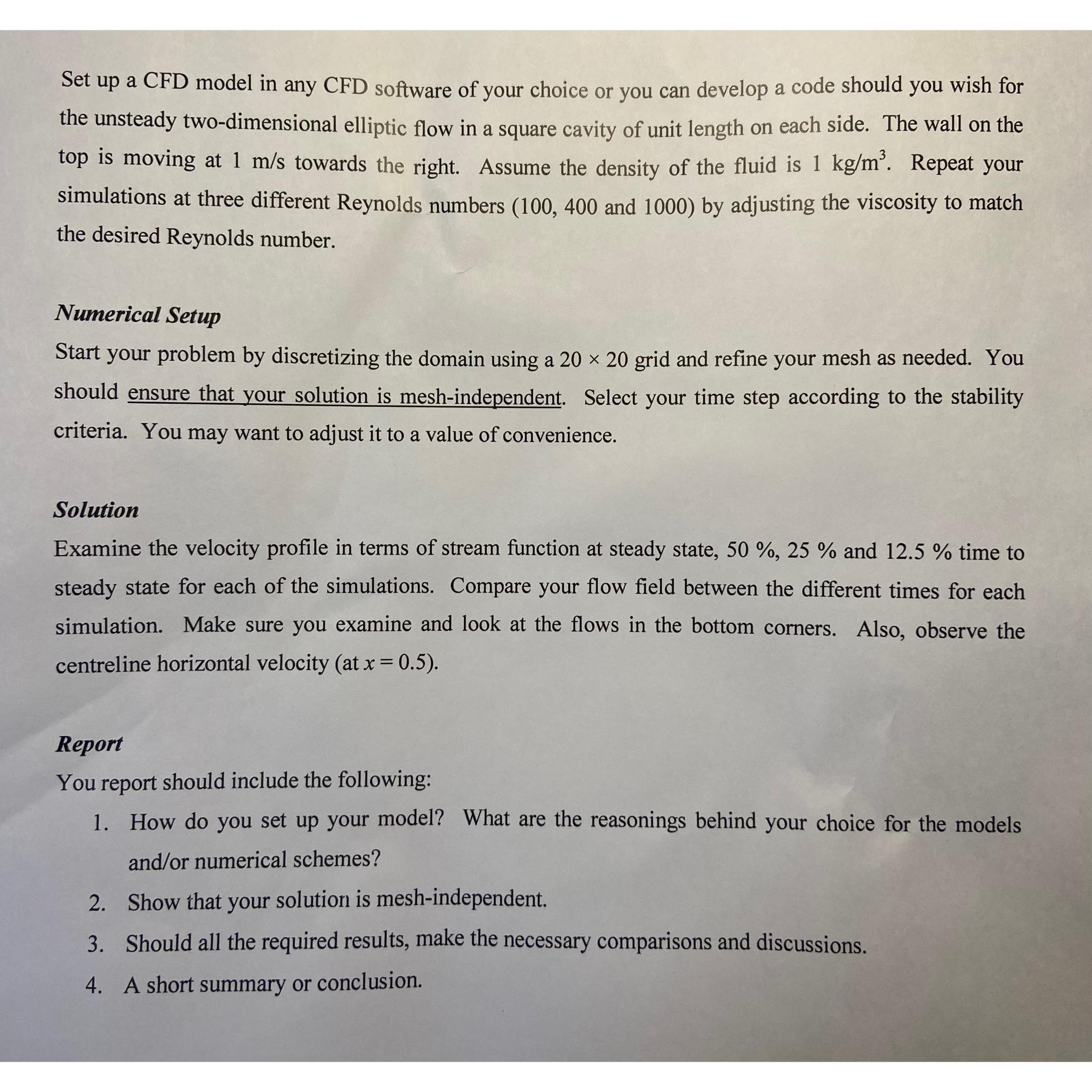  Set up a CFD model in any CFD software of your