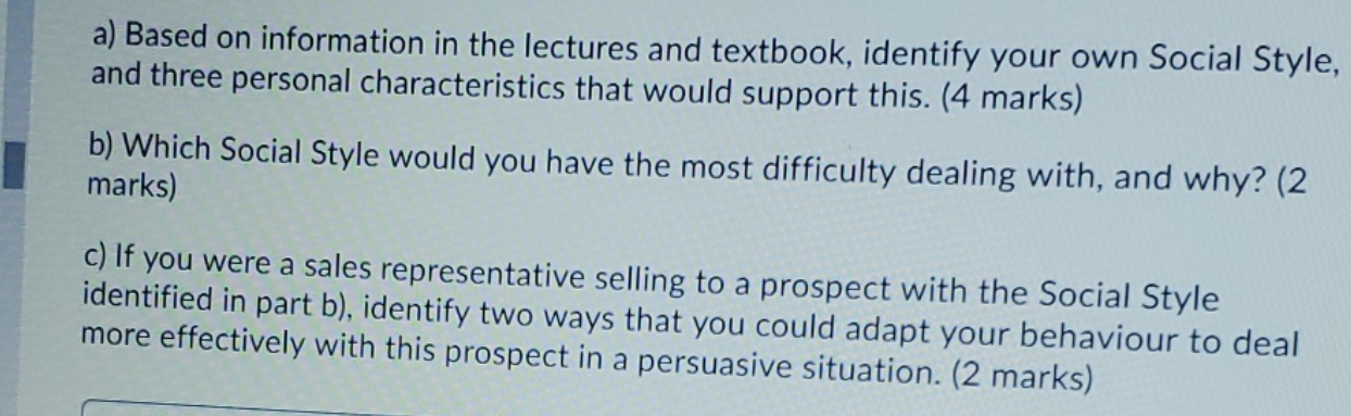 i needs answers a) Based on information in the lectures and textbook,
