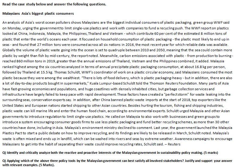 Read the case study below and answer the following questions. Malaysians