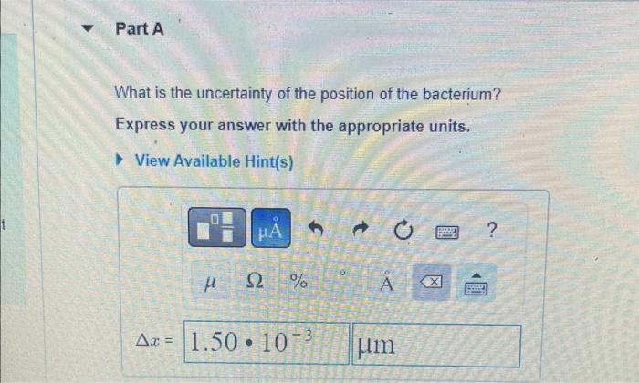 coli bacterial cell has a mass of m=1.00fg (where a femtogram, fg,