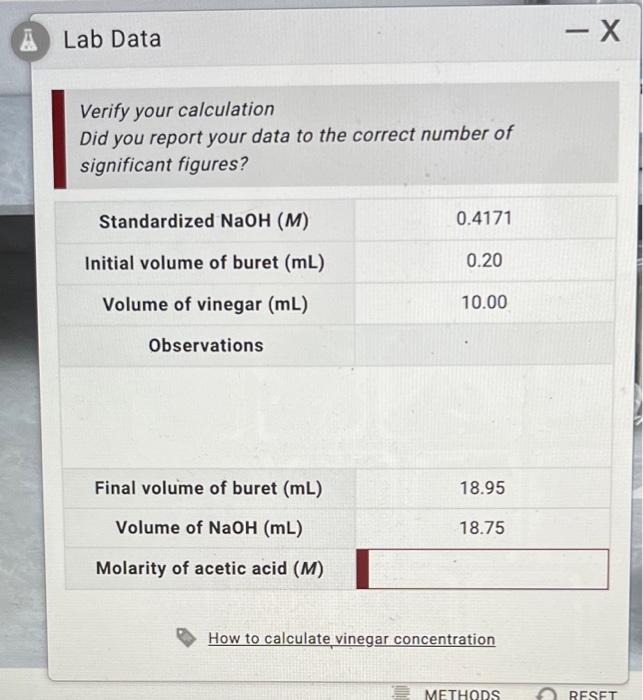  Lab Data Verify your calculation Did you report your data to