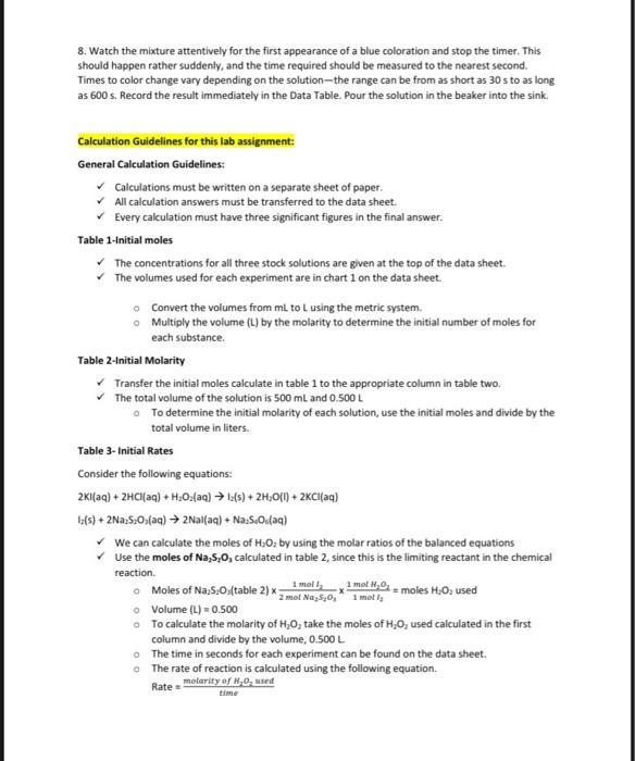 ml beaker for the reaction. Kl(mL) 100 20.0 Exp # 1 2