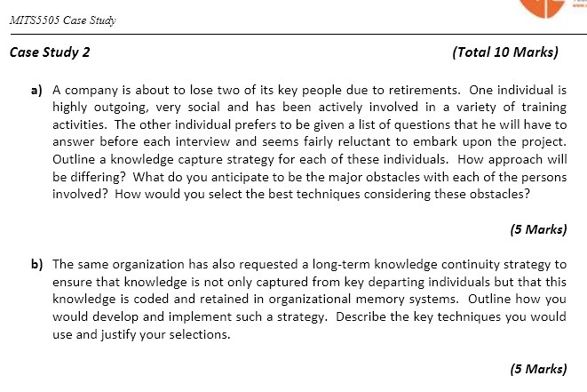 MITS5505 Case Study Case Study 2 (Total 10 Marks) a) A