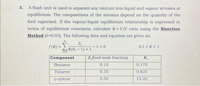  3. A flash unit is used to separate any mixture into