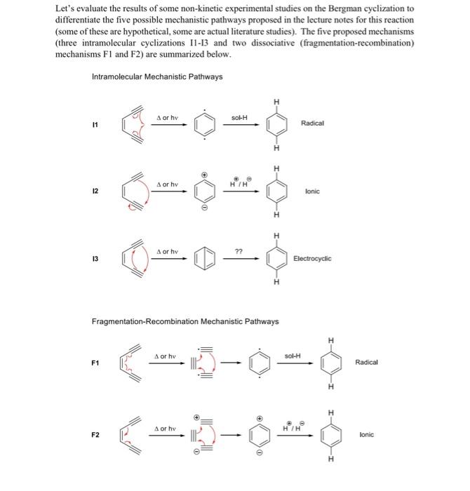 which of the five possible mechanistic pathways for the Bergman cyclization can