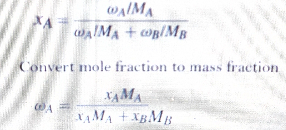  xA=AMAAMA+BMB Convert mole fraction to mass fraction A=xAMAxAMA+xBMB By derivative convert