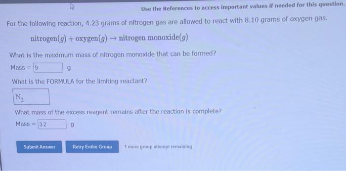  Use the References to access important values if needed for this