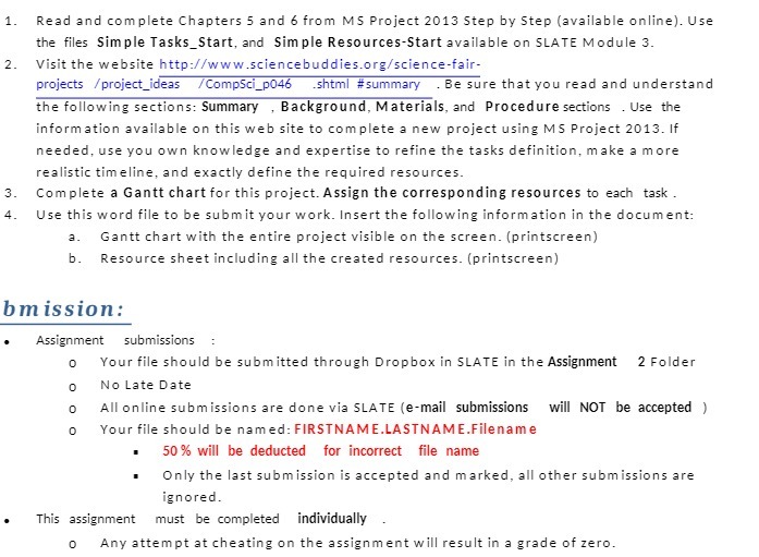  1 . Read and complete Chapters 5 and 6 from MS